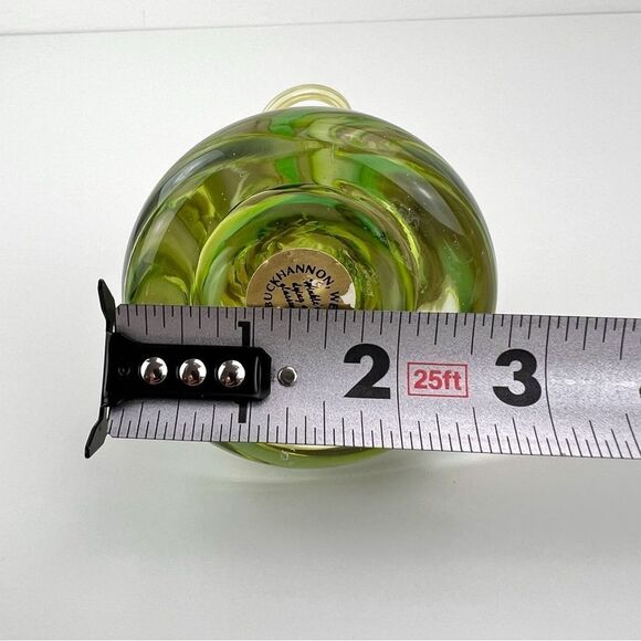 Ron Hinkle 8" Art Glass Paperweight Decor Green Swirl 2008 - Picture 11 of 11